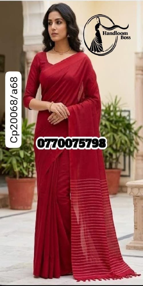 Best Red Handloom Cotton Saree cp20068/a68