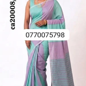 light green & purple handloom cotton saree ca20008/a8