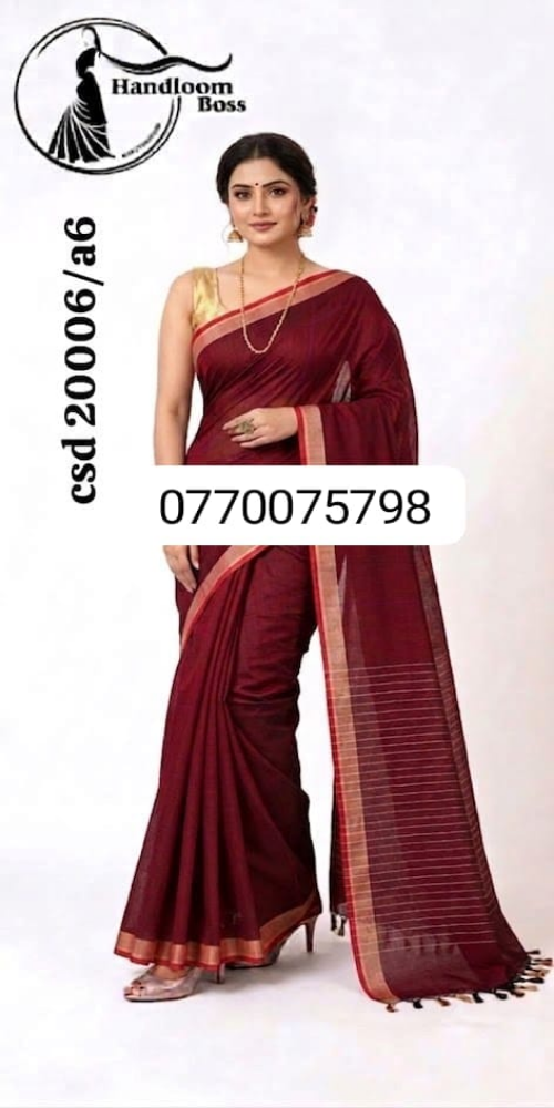 Red Handloom Cotton saree csd20006/a6
