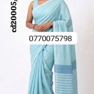 light blue handloom cotton saree cd20005/a3