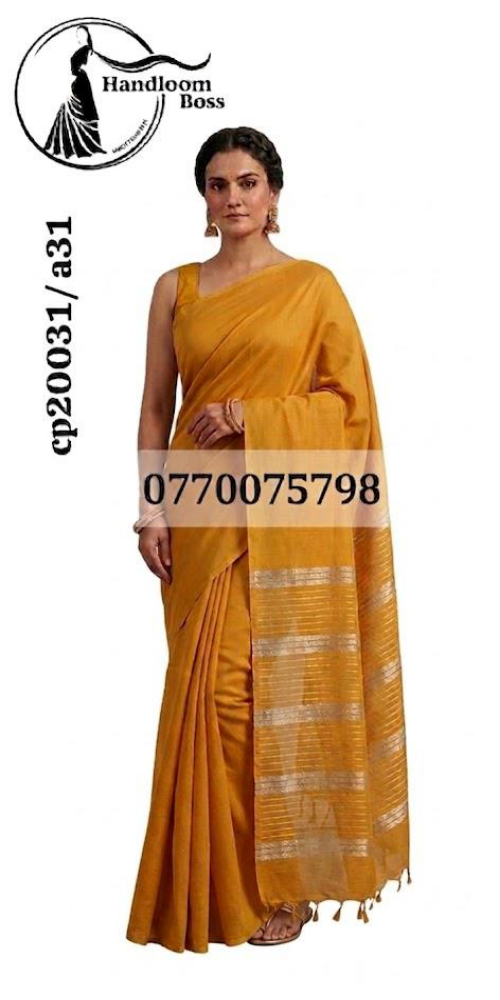 Mustard brown handloom cotton saree cp20036/a34