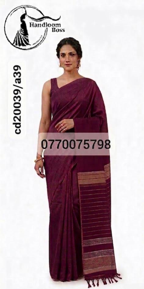 Necto maroon handloom cotton saree cd20039/a39