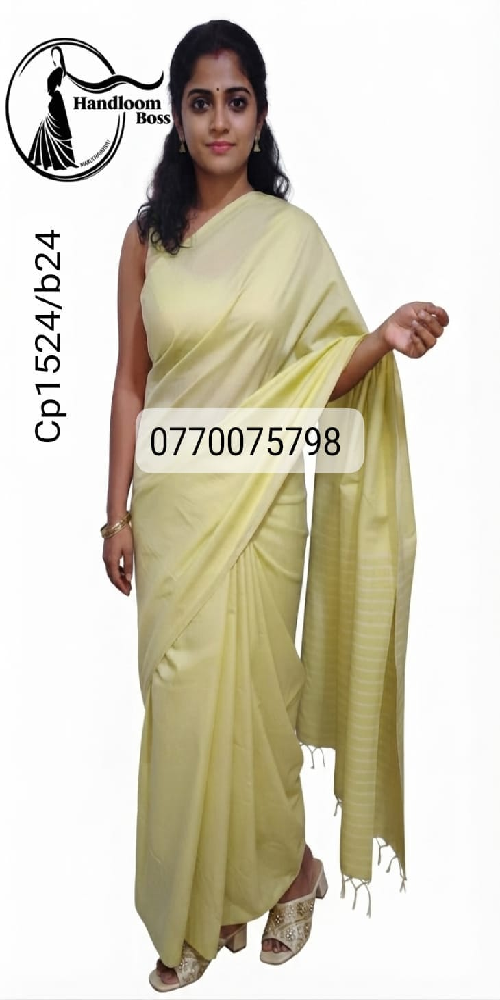 light green handloom cotton saree cp1524/b24