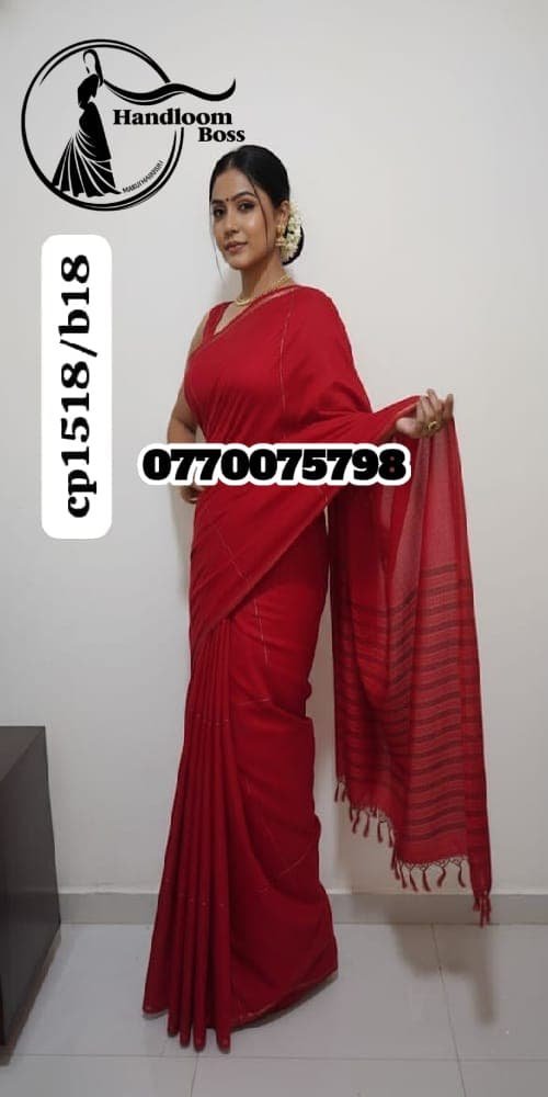 Best Red Handloom Cotton Saree cp1518/b18