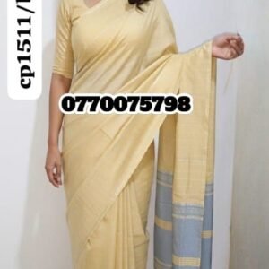 Best Butter & Mid Blue Handloom Cotton Saree cp1511/b11