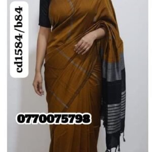 Best Mustard & Black Handloom Cotton Saree cp1584/b84